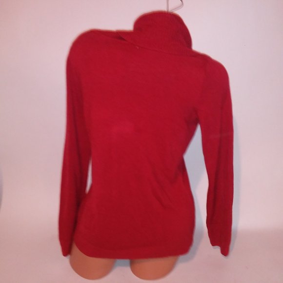 Croft & Barrow Womens Sweater Medium Red Solid Turtleneck Long Sleeve Pit to Pit - Picture 5 of 7